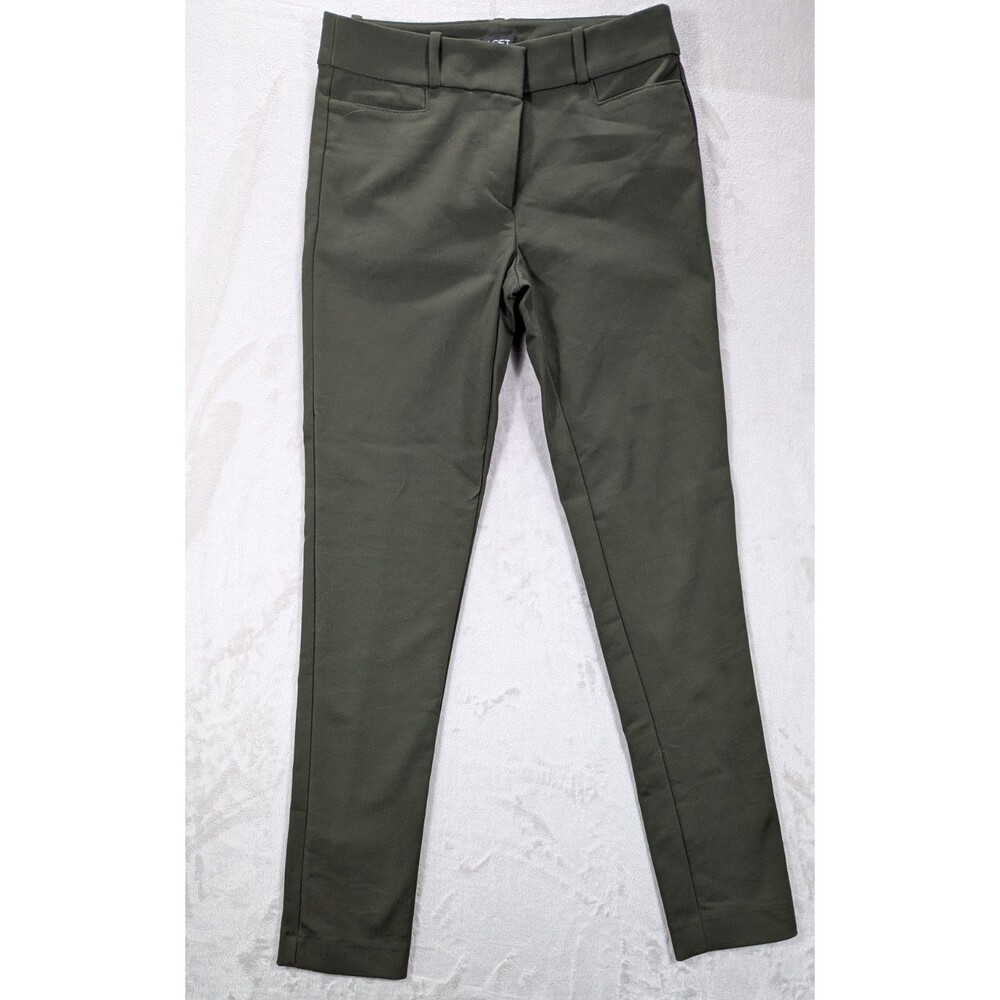 LOFT Pants Women's 2T Petite Skinny Ankle Olive Green Stretch Flat Front MidRise
